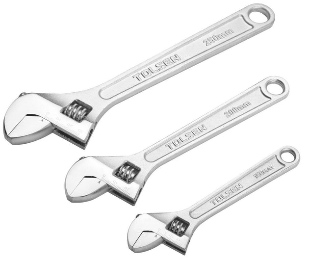 Tolsen Wrench Adjustable 3 pc Set 150mm,200mm,250mm - Buy Now Online at Trade DIY Direct