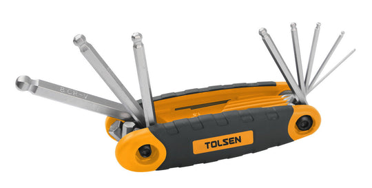 Tolsen Allen Key Set Ball Point Folding 8pc (1.5,2,2.5,3,4,5,6,8) - Buy Now Online at Trade DIY Direct