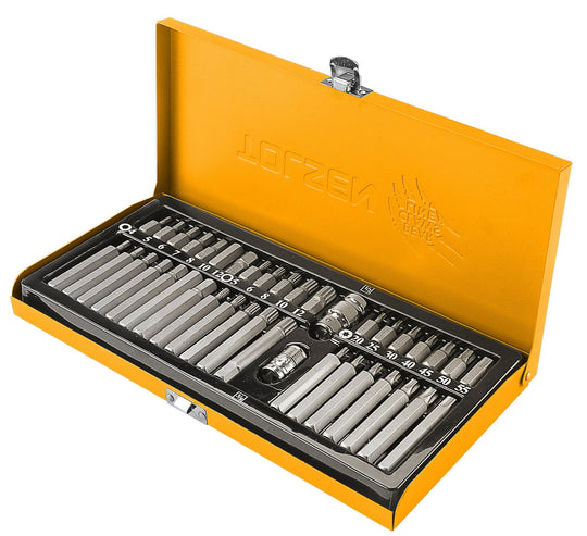 Tolsen Screwdriver Bit Set 40 pcs (Torx/Hex/Spline) In Metal Case - Buy Now Online at Trade DIY Direct