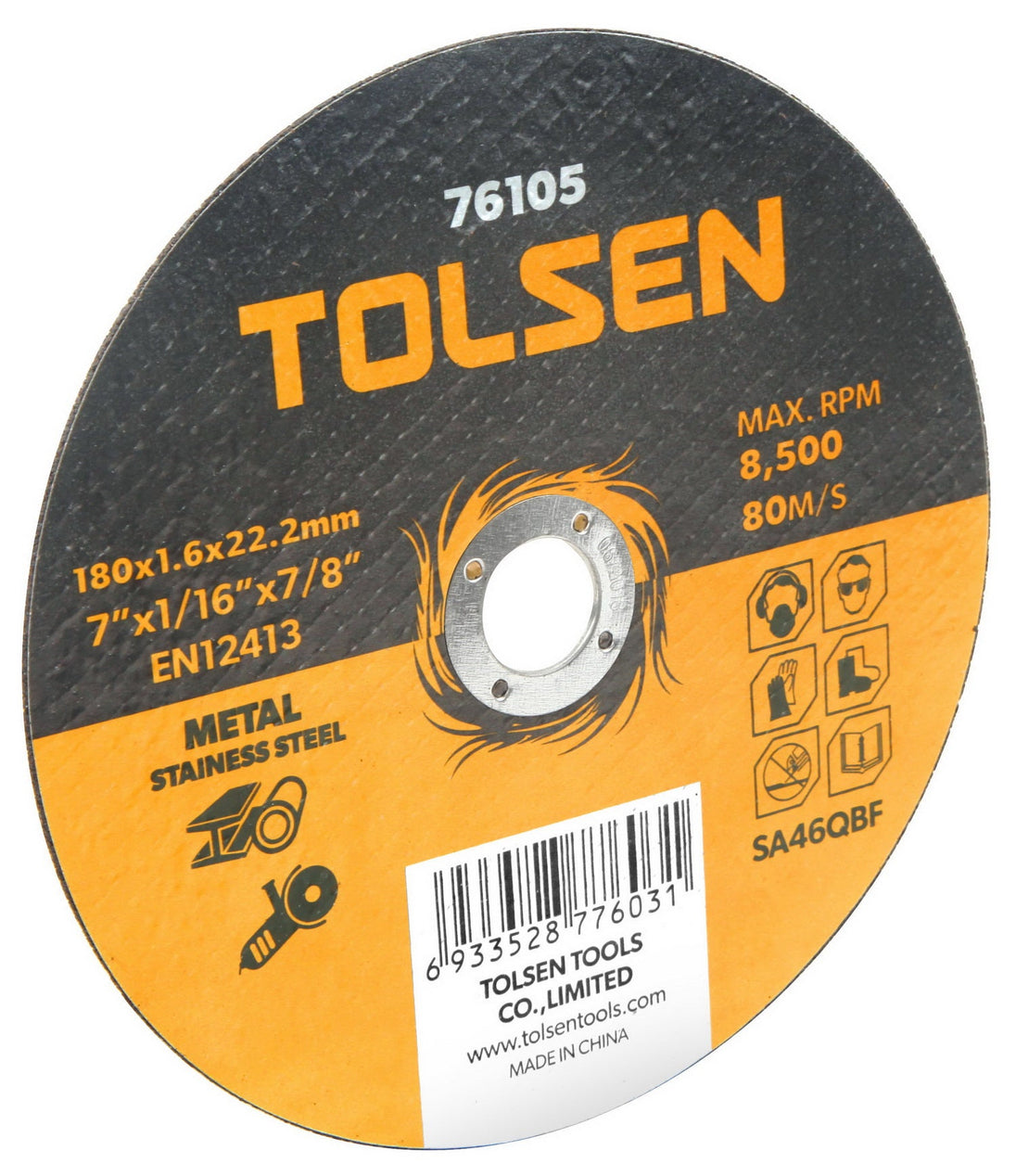 Tolsen Flat Cutting-Off Wheel (Metal & Stainless Steel) 115mmx1.2x22mm - Buy Now Online at Trade DIY Direct