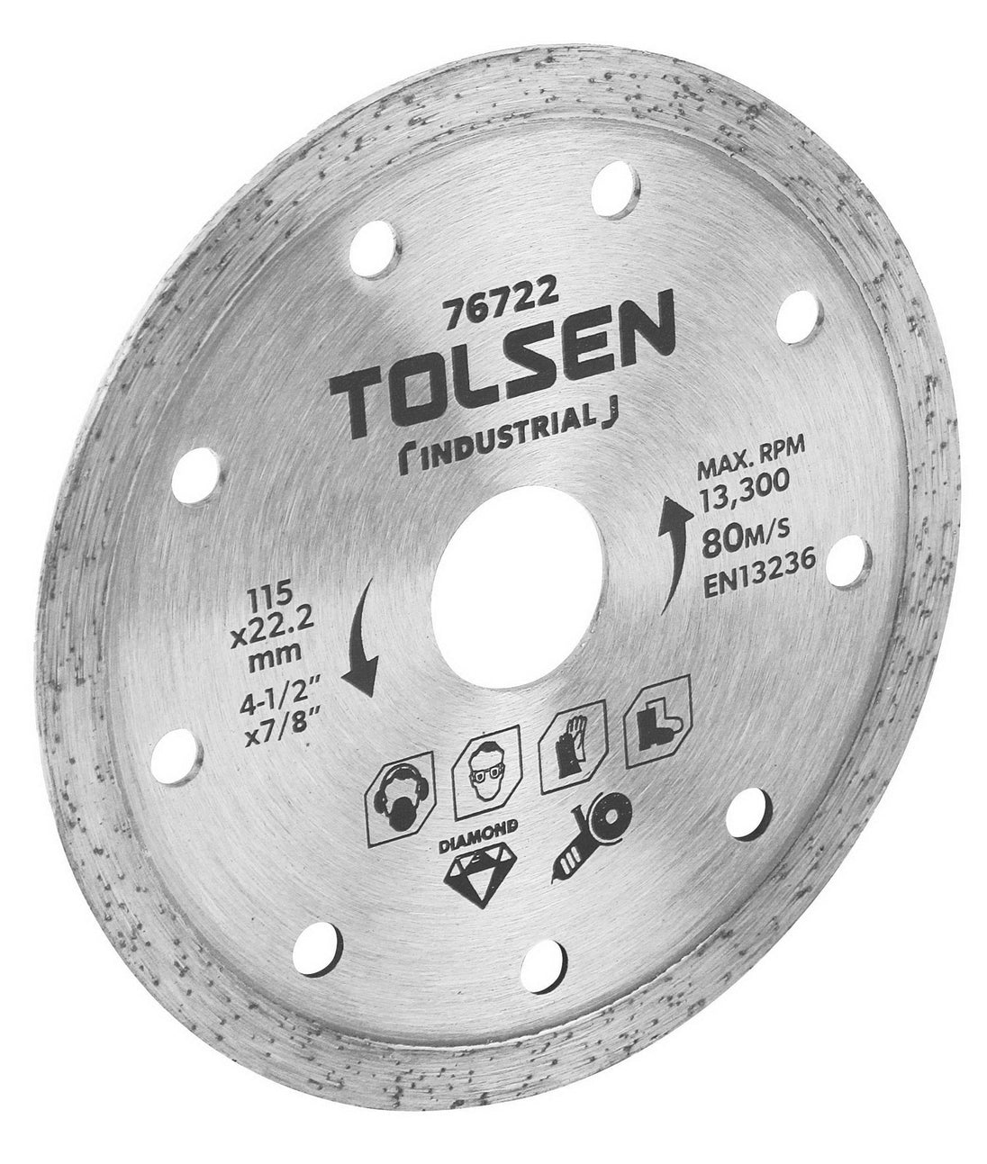 Tolsen Diamond Blade Rim (Industrial) 115 x 22.2mm / 4-1/2" x 7/8" - Buy Now Online at Trade DIY Direct