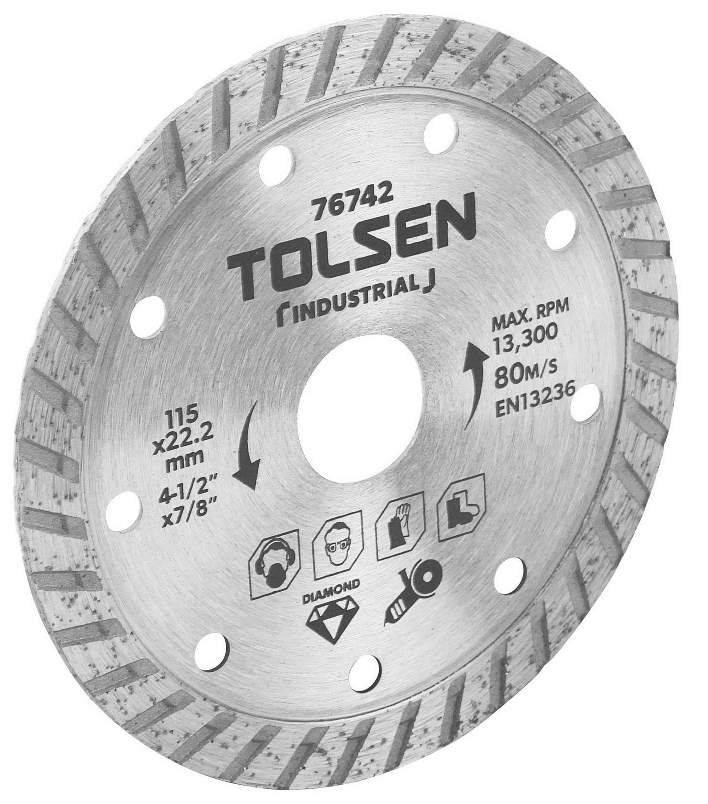 Tolsen Diamond Blade Turbo (Industrial) 230 x 22.2(20)mm / 9" x 7/8 - Buy Now Online at Trade DIY Direct