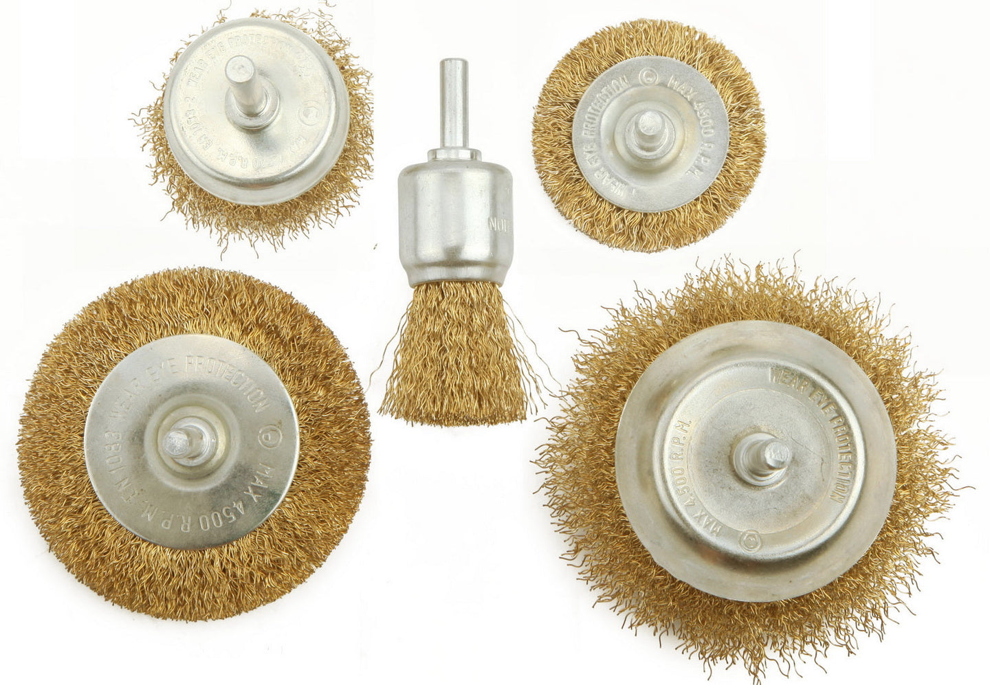 Tolsen Wire Brush Set 5pc Quick Release Hex Shank 1/4" - Buy Now Online at Trade DIY Direct