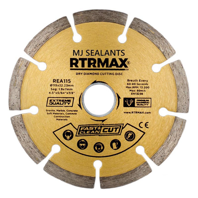 RTRMAX Dry Diamond Cutting Disc 115 / 230 - Buy Now Online at Trade DIY Direct