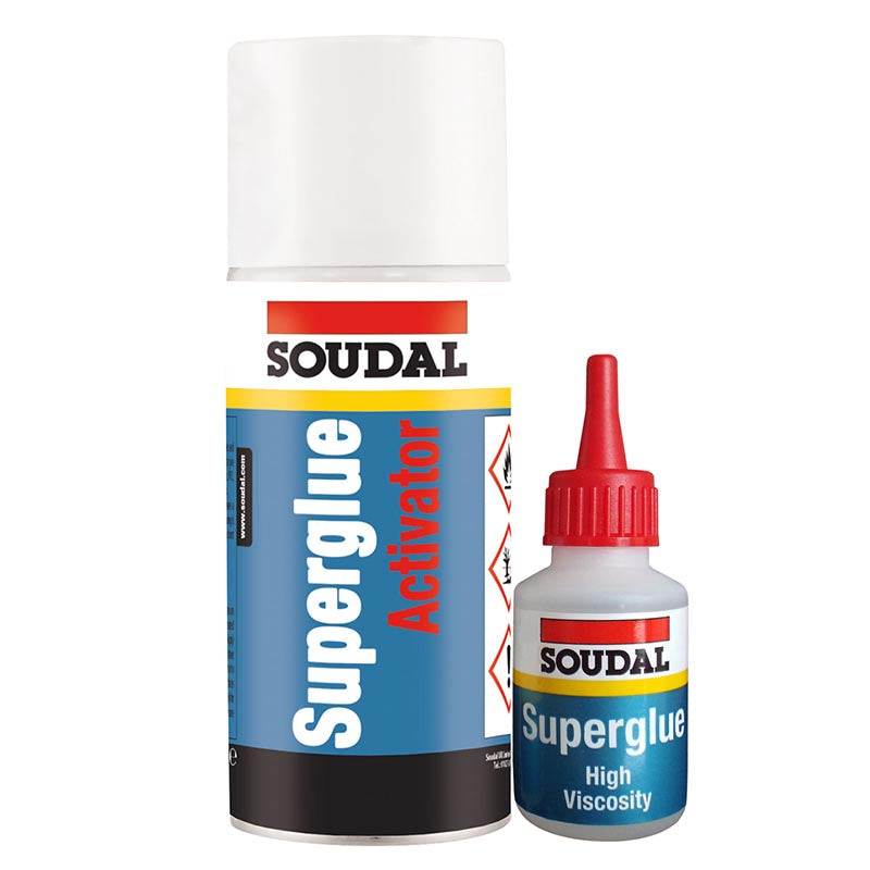 Soudal Mitre Kit Superglue and Activator 50g + 200ml - Buy Now Online at Trade DIY Direct