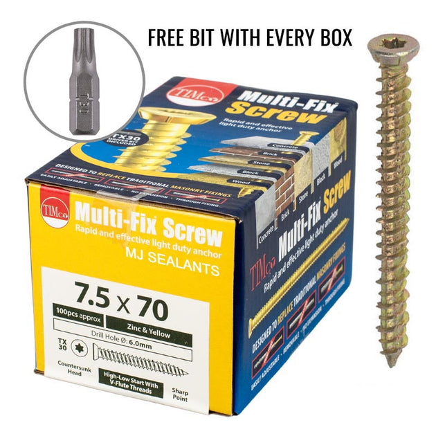 Timco Multi-Fix Concrete Screws Yellow - Buy Now Online at Trade DIY Direct